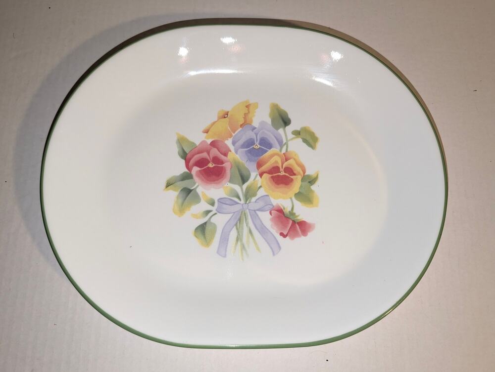 Corelle Summer Blush Pansies Serving Platter Retired Pattern Made in USA